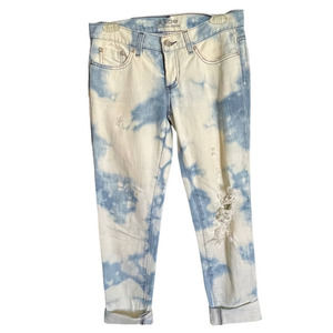 Bebe Womens Tie Dye distressed Skinny Jeans Classic Fit Low Rise Size 26 Blue